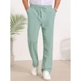 thumbnail image 2 of DARING DIVA Men's Beach Pants Drawstring Waist Breathable Summer Linen Pants 32 Green, 2 of 6