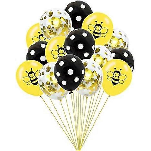 Happy Bee Day Balloons, 15 Pcs Latex Balloons Bumblebee Dots Confetti Balloons for Baby Shower Birthday Party Decorations