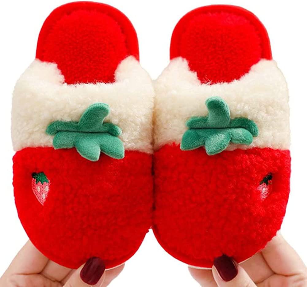 CoCopeaunts Toddler Slippers for Kids Cozy Fluffy Cartoon Fruit Winter ...