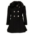 thumbnail image 2 of Cremson Girls’ Wool Blend Princess Winter Dress Pea Coat Jacket Faux Fur Collar - Black (Size 6X), 2 of 5