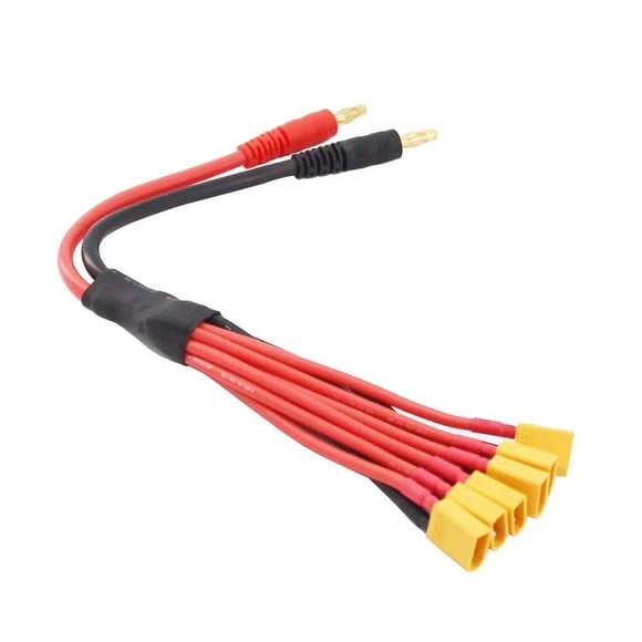 OliYin 1pc 6X XT30 Connector to 4mm Banana Plug Parallel Adapter Battery Charging Cable 26cm