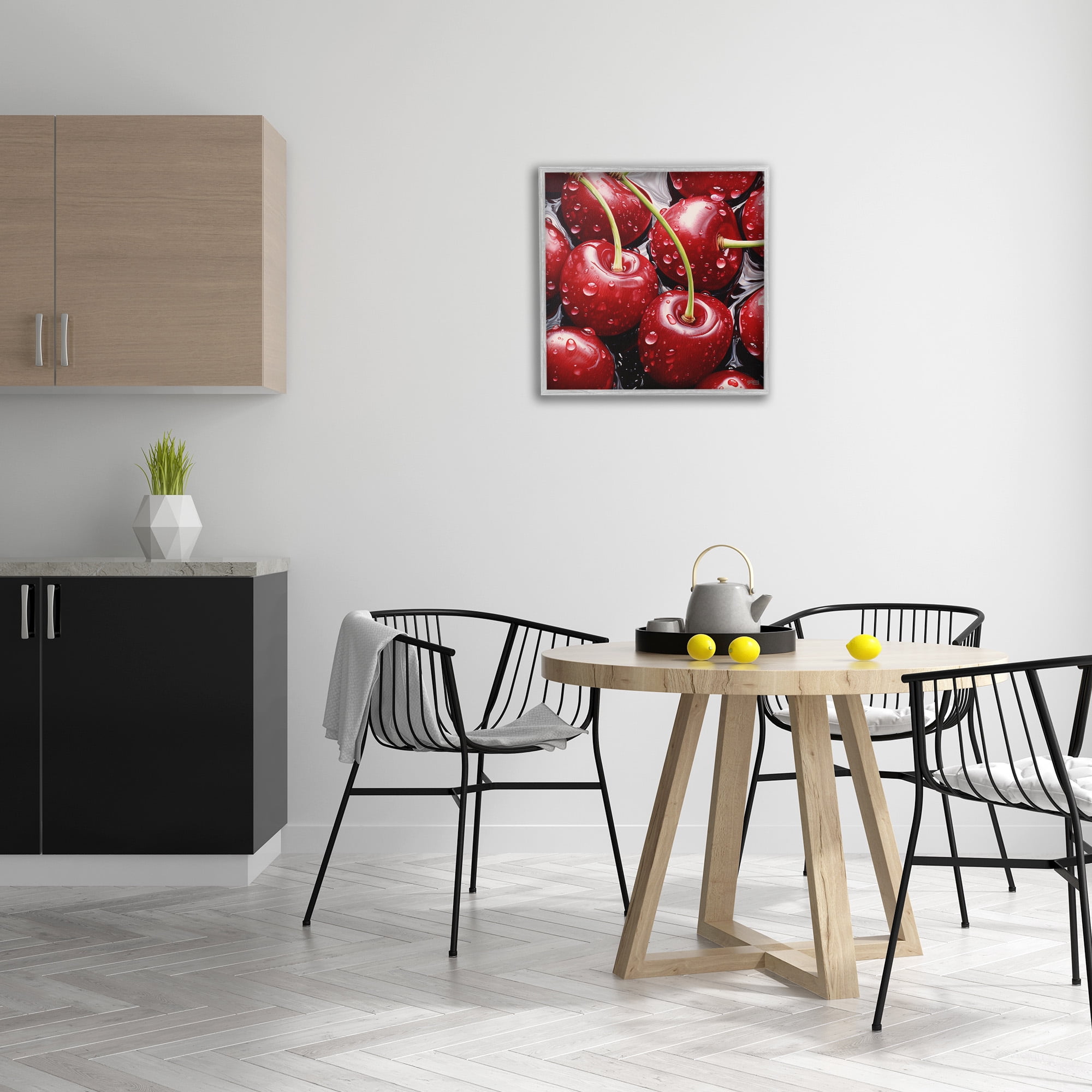 Stupell Industries Juicy Summer Cherries Food & Beverage Painting Gray Framed Art Print Wall Art, 24 x 24