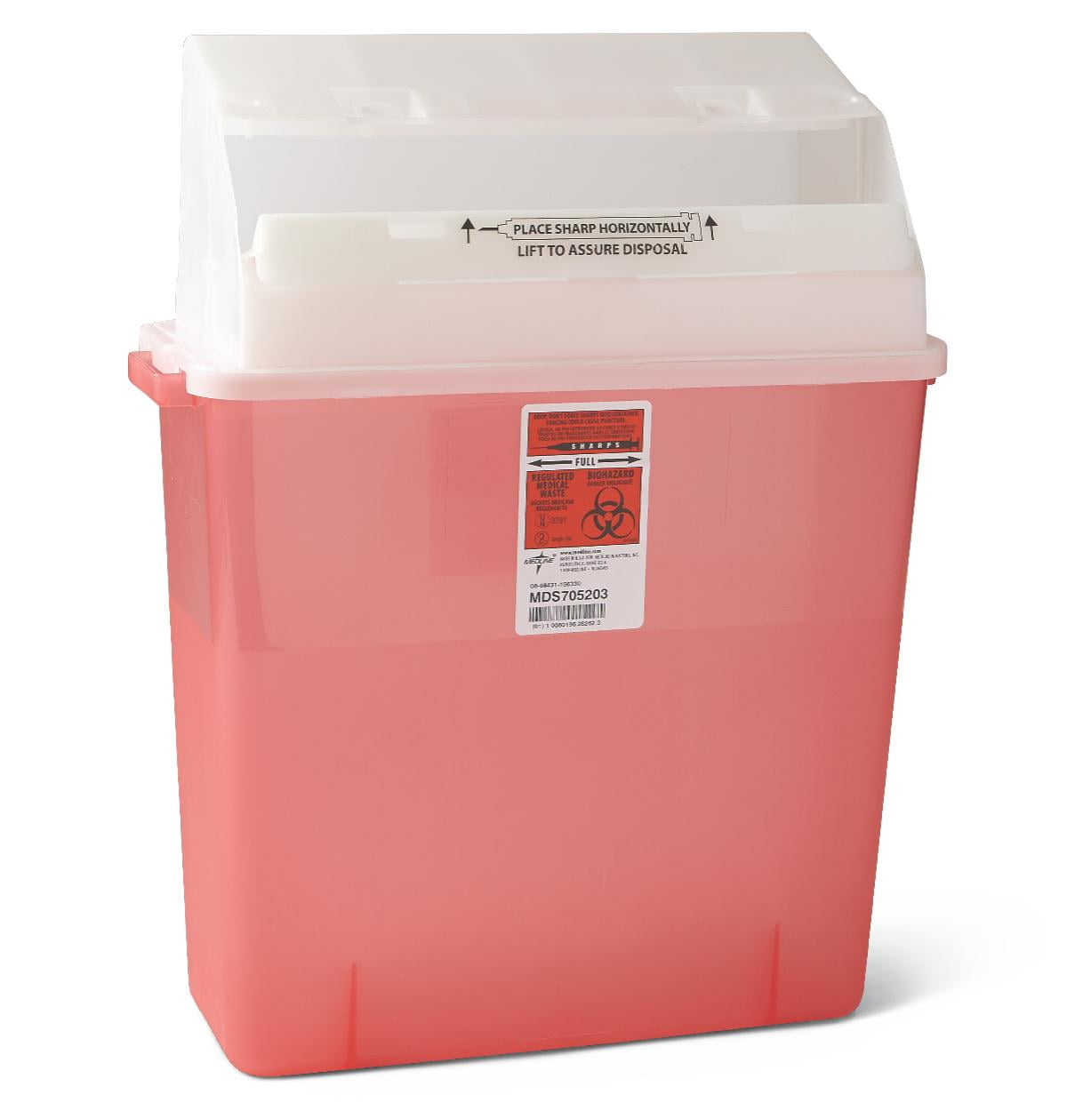 Medline Sharps Container, 3 Gallon, Red, 1 Count
