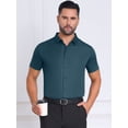 thumbnail image 5 of DARING DIVA Men's Button Down Point Collar Short Sleeve Business Dress Shirt S Green, 5 of 7