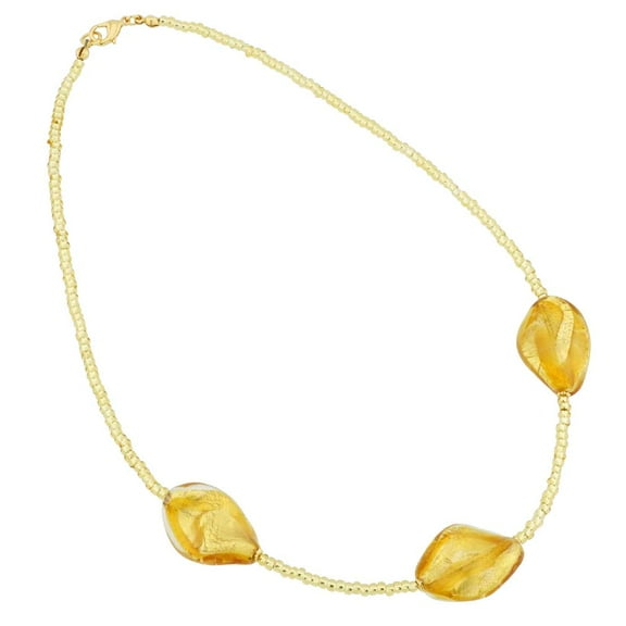 GlassOfVenice Murano Glass Royal Gold Spirals Necklace