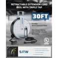 thumbnail image 3 of Carrete de cable de extensión DEWENWILS SJTW de 30 pies, calibre 16/3, con 3 salidas, 3 of 7