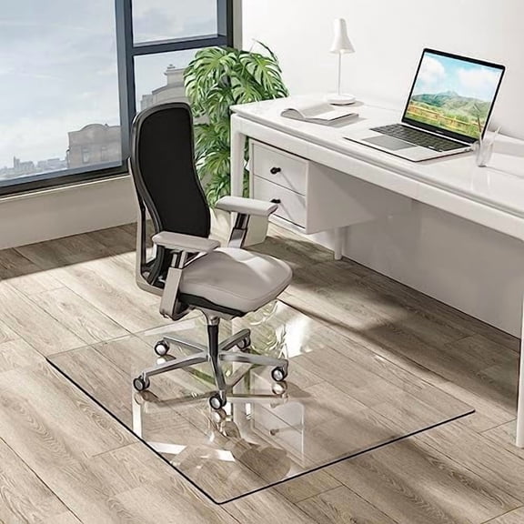 Office Chair Mat for Hardwood Floor, 1/8" Thick 55” x 35” Crystal Clear Hard Floor Chair Mat, Transparent Floor Protector Mat Flat Without Curling