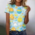 thumbnail image 2 of Womens Easter Tops Crew Neck Short Sleeve Bunny Eggs Print T-Shirts Summer Lightweight Casual Tunic Tops Loose Fit Trendy Tops, #01 Light pink, 3XL, 2 of 6