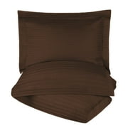 Egyptian Cotton 600 Thread Count Stripe Duvet Cover Set, Chocolate, Full/Queen by Superior