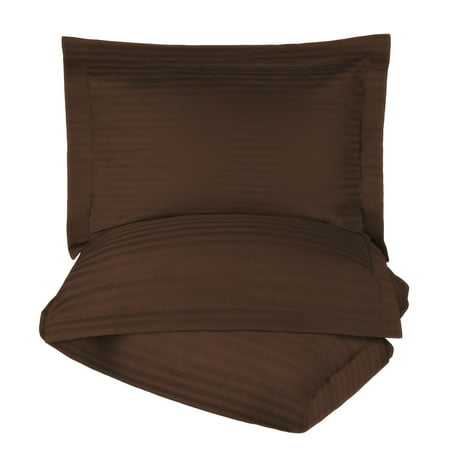 Egyptian Cotton 600 Thread Count Stripe Duvet Cover Set, Chocolate, Full/Queen by Superior