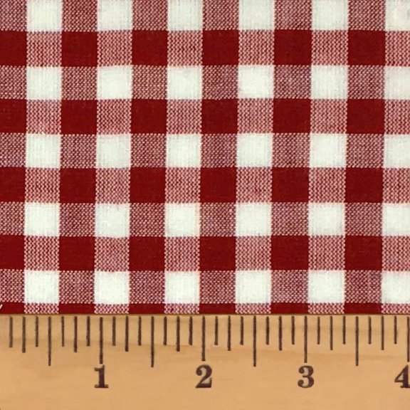 Liberty 5 Dark Red & White Plaid Christmas Homespun Cotton Fabric Sold by the Yard - JCS Fabric