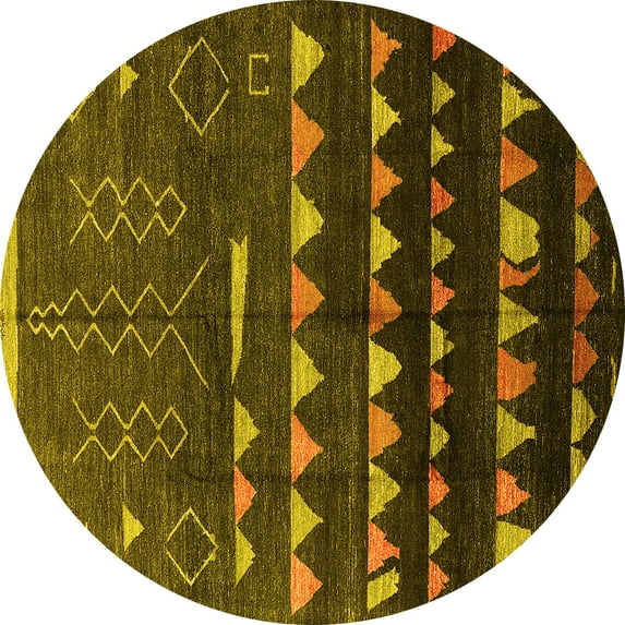 Ahgly Company Indoor Round Solid Yellow Modern Area Rugs, 3' Round