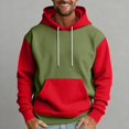 thumbnail image 5 of QHRMKOG Winter Hoodies for Men Loose Fit Color Block Hooded Sweatshirts Fashion Long Sleeve Pullover Hoodie Drawstring Fall Warm Top with Pockets Red 2XL, 5 of 5