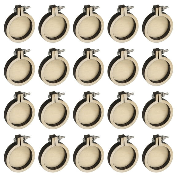 40Pcs Mini Embroidery Hoop 1.2" x 1" Tiny Round Cross Stitch Hoops Small Wood Ring Circle for Pendant Keychain