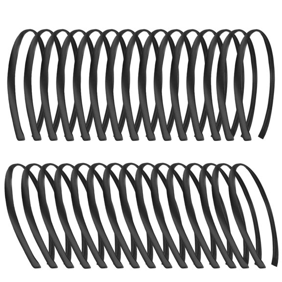 30 Pcs Satin Headbands, Width 1cm/0.4" Thin Headbands, Black Satin Covered Headbands Plastic Plain Headband Hair Hoop
