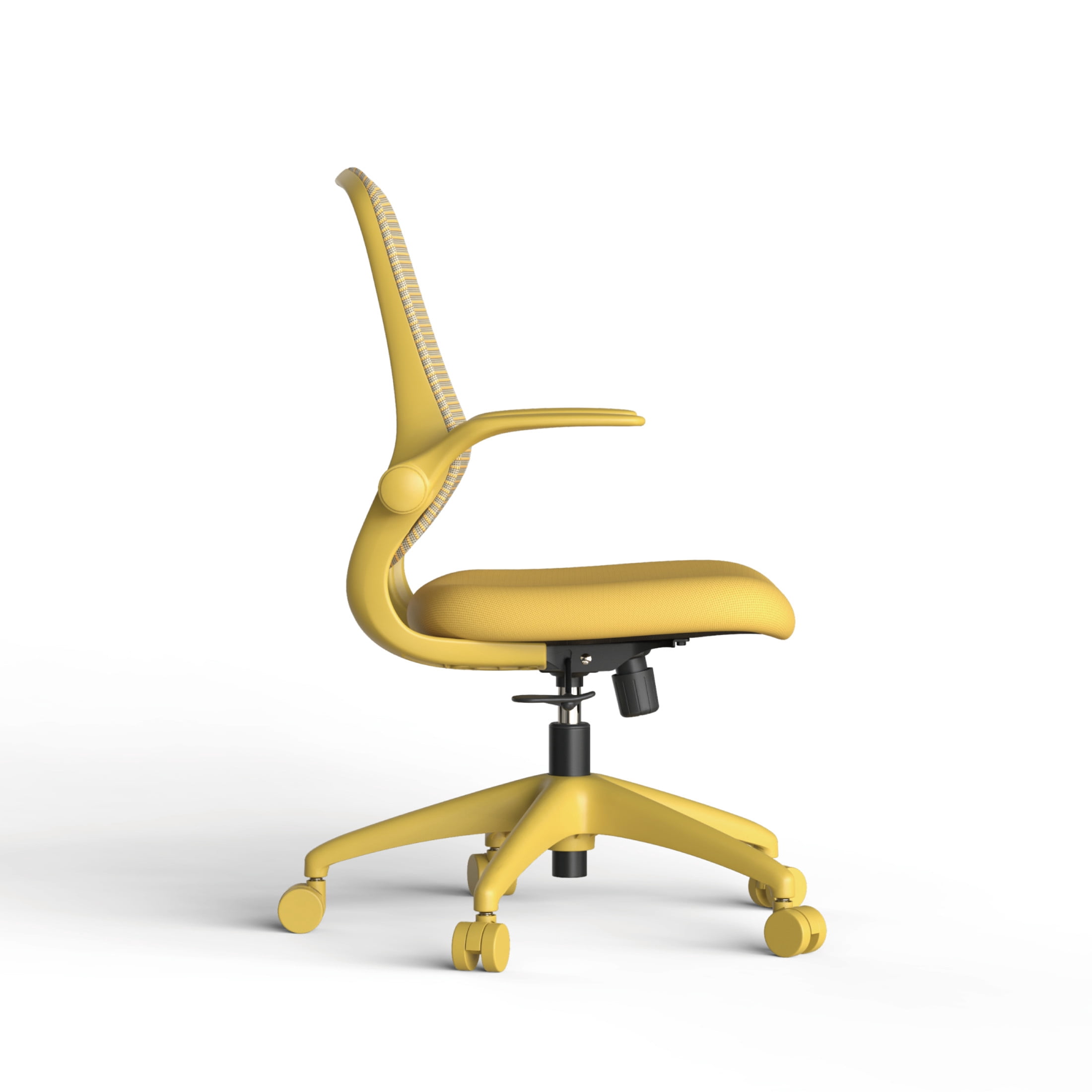Noble House Ergonomic Mesh Swivel Office Chair, Lifting Multifunction Task Chair with Flip Arms and Mid-Backrest, Yellow