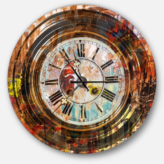 Designart 'People and Time Acrylic Painting ' Industrial wall clock