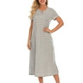 thumbnail image 5 of Henpk Summer Dresses for Women Striped T Shirt Dress Casual Midi Dress Short Sleeve Sundress with Pockets Fashion Casual Stripe Short Sleeve Pocket Button Sexy Dress White M, 5 of 9