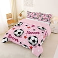 thumbnail image 2 of Erosebridal Girls Sport Soccer Full Size Comforter Sets 3 Pieces,Ball Gamer Bedding Sets for Kids Teens,Pink Reversible,Lightweight Room Decor, 2 of 6