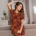 thumbnail image 3 of Sikiie fall Maple Print Women's Short-sleeved Nightdress, Round Neck Pullover Nightdress Pajamas Summer Home Wear, 3 of 6