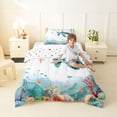 thumbnail image 4 of jejeloiu Watercolor Sea Turtle Twin Comforter Sets,Coral Reef Print Bedding Set For Boys,Blue White,Polkadot Reversible,2 Pieces,1 Comforter and 1 Pillowcase, 4 of 7