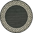 thumbnail image 1 of Unique Loom 3124188 Geometric Casual Modern Border Round Rug, 8 Feet, Charcoal/Beige, 1 of 5