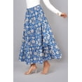 thumbnail image 6 of Women Blue Cotton Soft Maxi Skirt, Flowy Boho Style White Floral Hand Block Print with Elastic Waist, XXL, 6 of 6