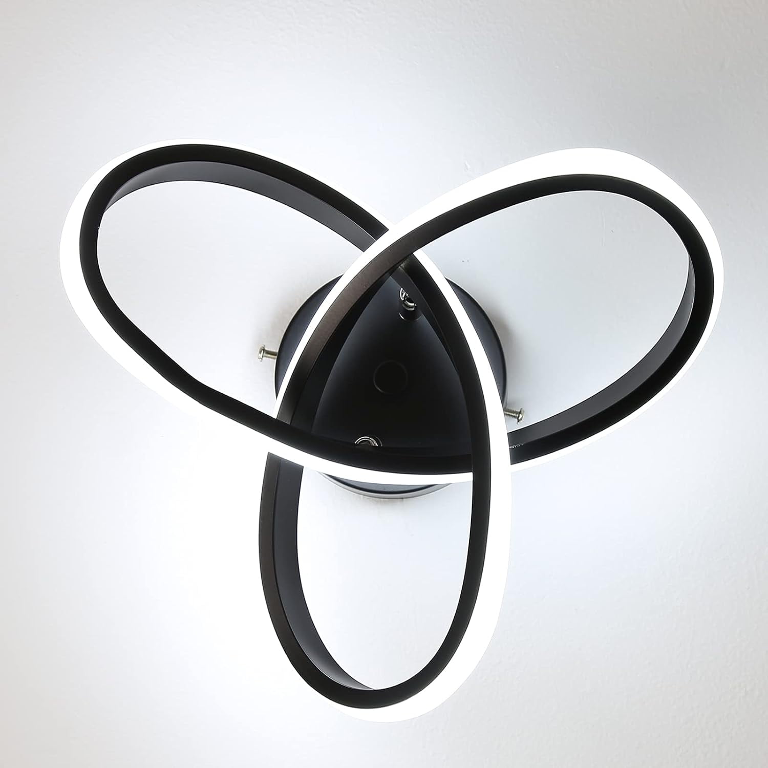 Senhu Modern LED Ceiling Light 22W 6000K White Light Black Finish Electric Powered LED Ceiling Lamp in Flower Shape for Bedroom Corridor Balcony