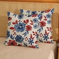 thumbnail image 3 of 4th of July Pillow Covers 16x16 Set of 2 Blue Red Flower Throw Pillows Patriotic Independence Memorial Day Decorative Pillowcase Linen Outdoor Farmhouse Floral Cushion Case for Couch Decor, 3 of 6