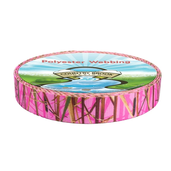 Country Brook Design - Pink Waterfowl Camo Polyester Webbing (1 Inch)