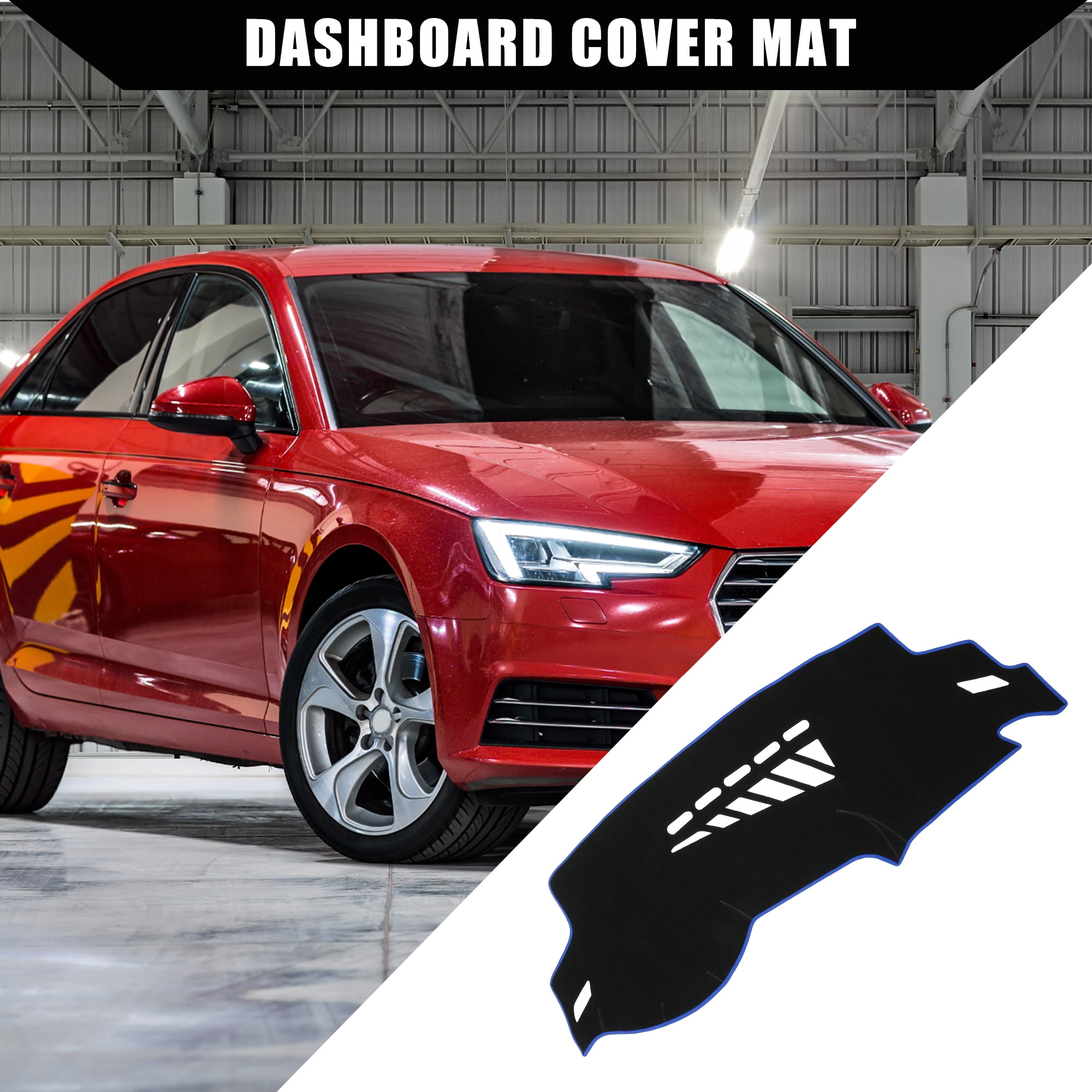 Unique Bargains Dash Cover for Audi A4 A5 2008-2015 Center Console Dashboard Cover Mat Polyester Black Blue 1 Pcs