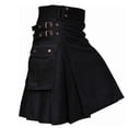 thumbnail image 1 of Men's Scottish Plaid Contrast Stitching Pleated Skirt with Pocket - Summer Collection, 1 of 3