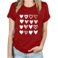 thumbnail image 5 of WREESH Women's Trendy Summer Tops Cute Letter Print Short Sleeve Round Neck T-Shirts Red, 5 of 5