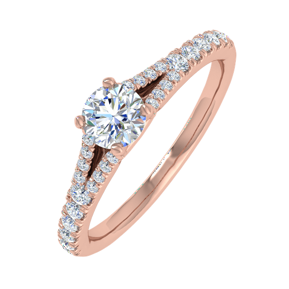 0.45 Carat Prong Set Solitaire Diamond Engagement Ring Band in 14K Rose Gold (Ring Size 6.5)