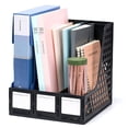 thumbnail image 2 of Deli Collapsible Magazine File Holder 4 Vertical Compartment Binder Holder for Desk Organizer Adjustable Sturdy Binder Storage Organizer Binder Holder for Office School Home,Black, 2 of 12
