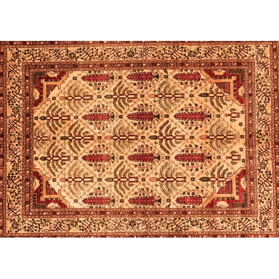 Ahgly Company Indoor Rectangle Abstract Orange Modern Area Rugs, 7' x 10'