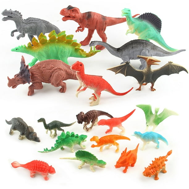 20 pièces/ensemble dinosaures jouet ensemble doux réaliste Simulation  animaux jouets pour enfants garçon cadeau ornements 