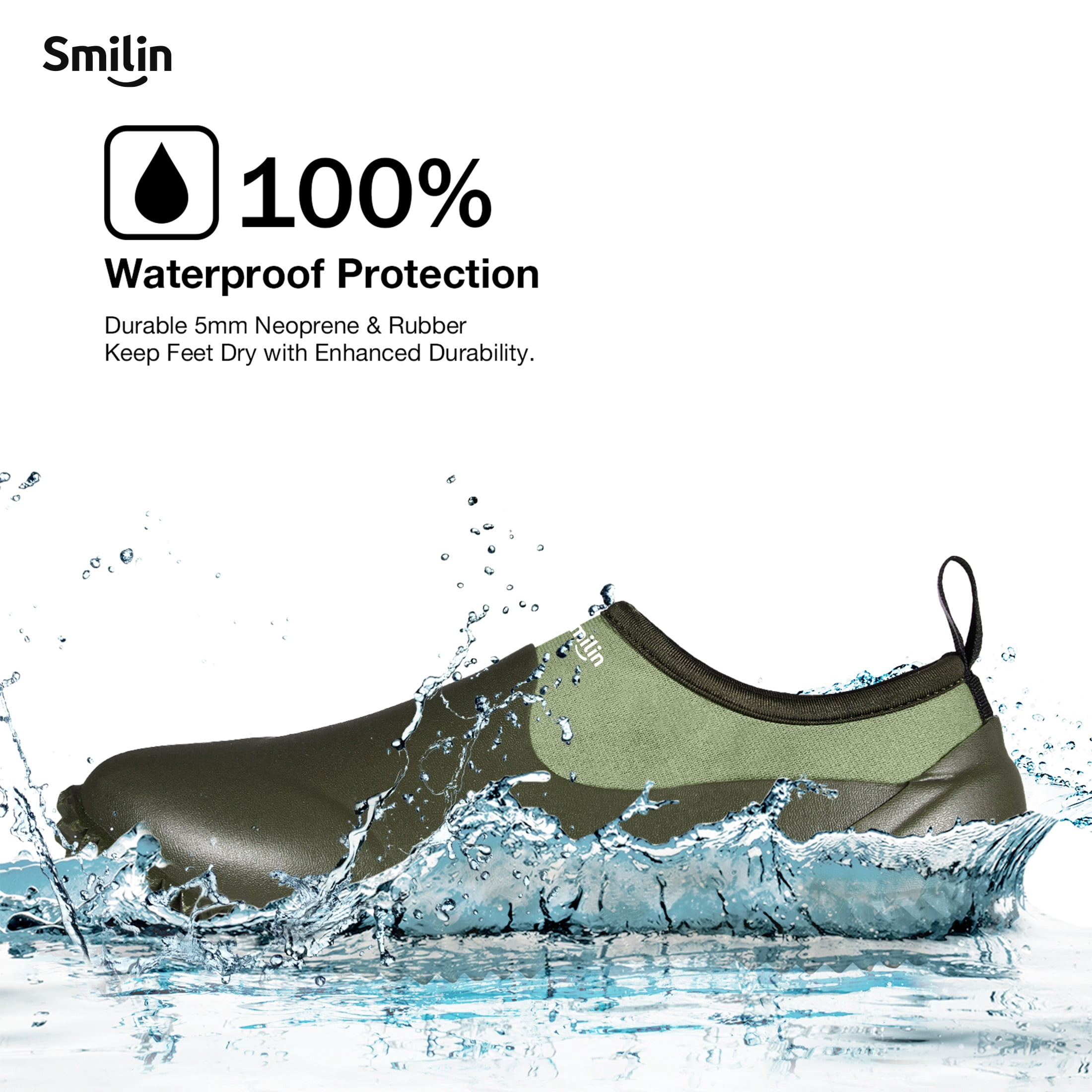 SMILIN Waterproof Rain Garden Boots, Anti-Slip Rubber Ankle Rain Boots for Men & Women, Green, Size 13 Women/11.5 Men