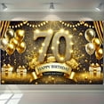 thumbnail image 2 of Golden 70th Birthday Party Backdrop Glitter Gold Balloons 70th Birthday Decorations for Men Women 70 Years Birthday Party Photography Background Banner for Home Birthday Decor, 2 of 7