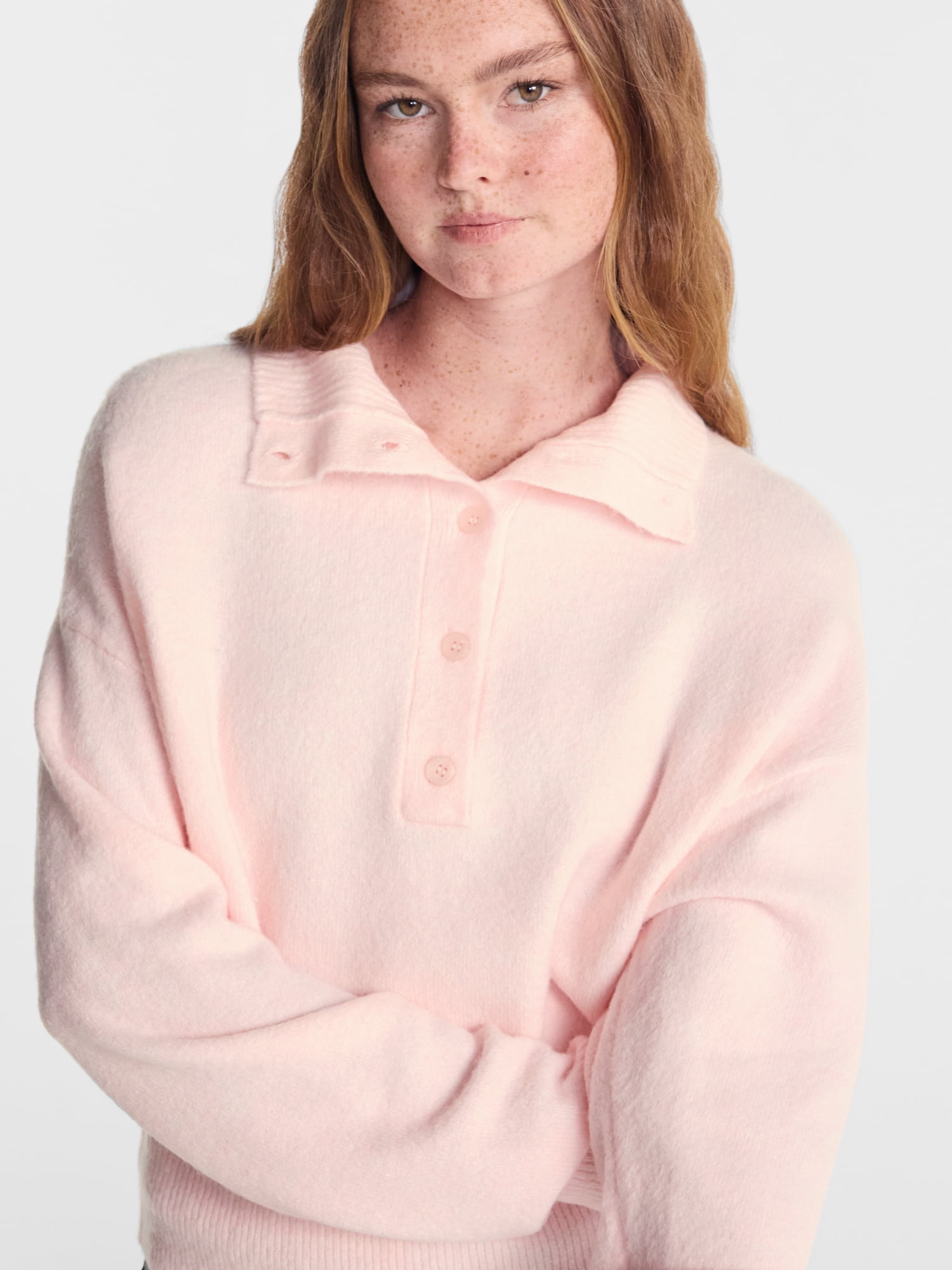 No Boundaries Rugby Collared Sweater, Lightweight, Women's and Women's Plus XXS-4X