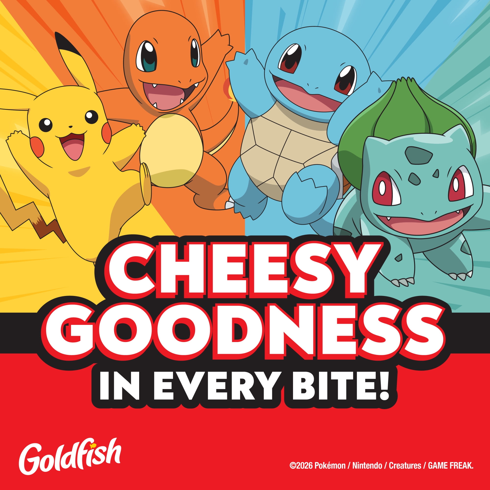 (4 pack) Goldfish Pokémon Cheddar Cheese Crackers, 6.6 oz Bag