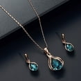thumbnail image 3 of Eosunjian 1 Set Bridal Necklace Earrings Geometric Rhinestone Jewelry Lightweight Shiny Jewelry Set for Wedding Blue, 3 of 13