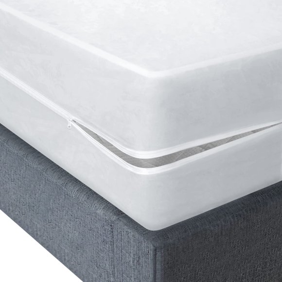 Plastic Mattress Protector Zippered King, Waterproof Vinyl Mattress cover, Heavy Duty Noiseless Mattress Encasement by Blissford