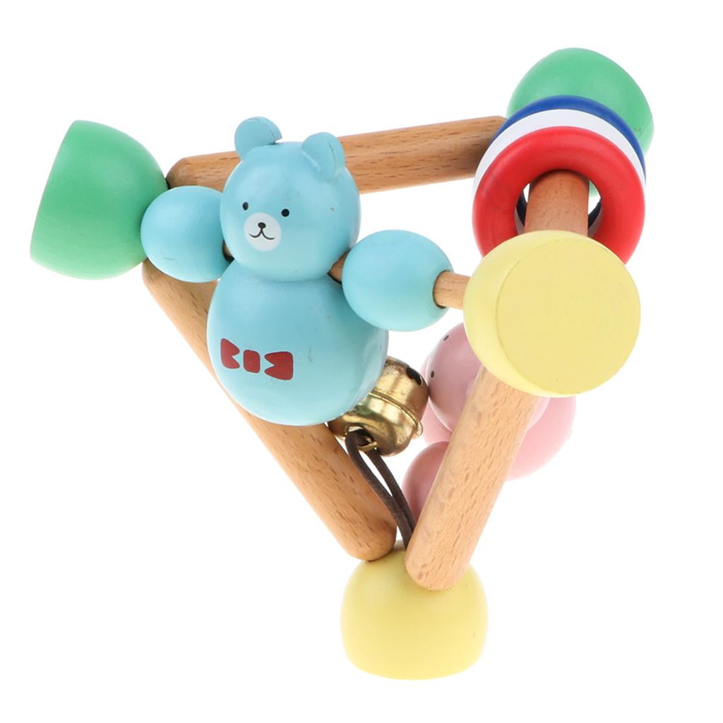 Car Wooden Baby Rattle Montessori Sensory Developmental Crib Musical Toy 