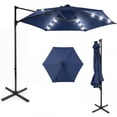 thumbnail image 1 of Costway 10 FT Patio Cantilever Umbrella Large Offset Hanging Umbrella with Solar LED Lights Navy Blue, 1 of 10