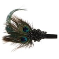 thumbnail image 2 of Diadema de apliques vintage Sunnimix para dama con pluma de pavo real 20 x 11 cm 38-52cm, 2 of 8