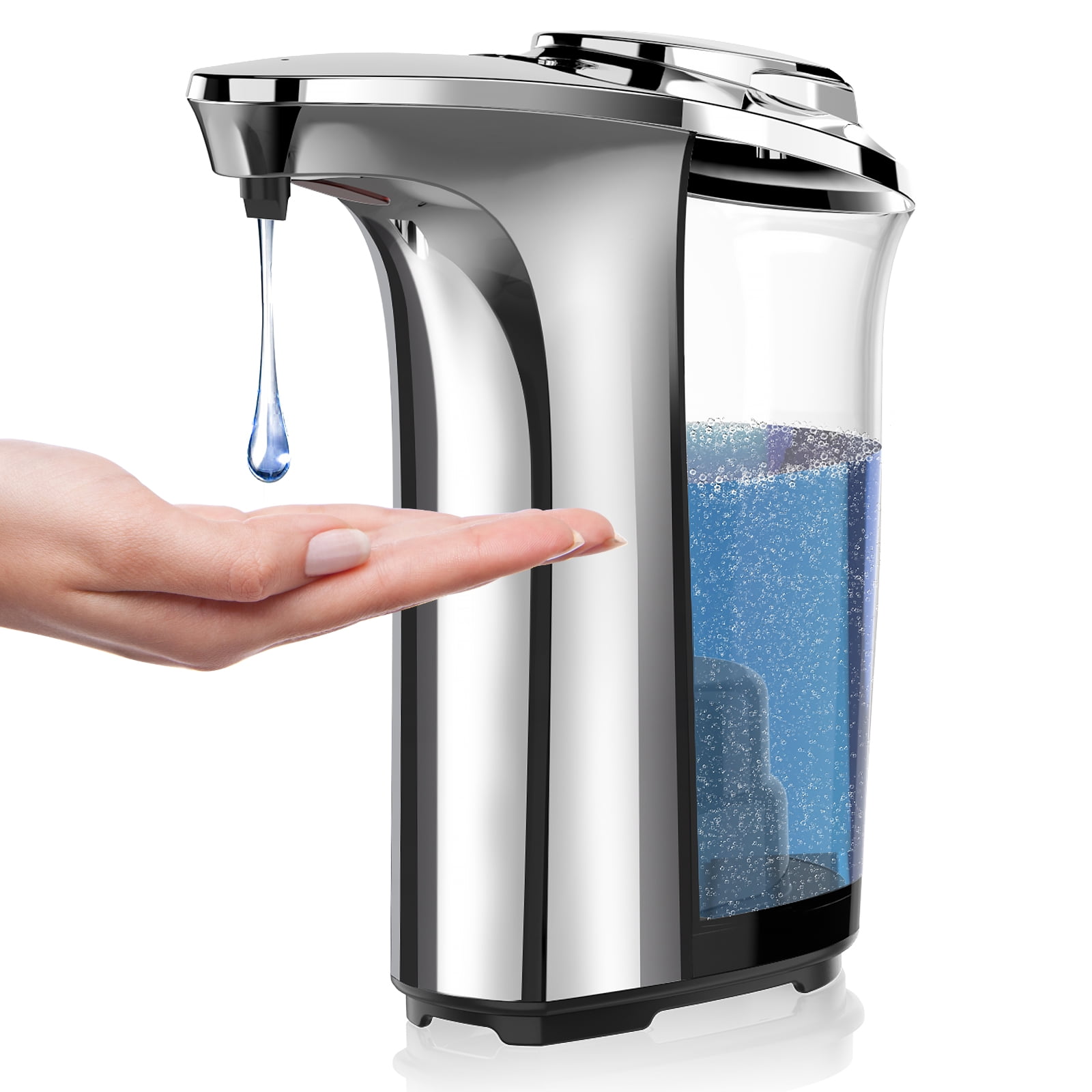 Vestaiot Automatic Stainless Steel Soap Dispenser，Touchless Automatic Soap Dispenser,with Waterproof Base,Suitable for Bathroom Kitchen Hotel Restaurant