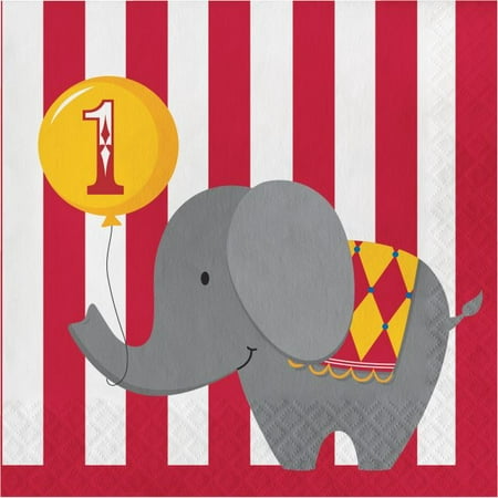 Party Creations Circus Time! 1st Birthday Lunch Napkins, 16 (Best Time For 1st Birthday Party)