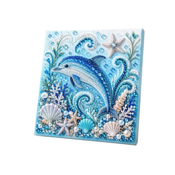 Ocean Theme Pearl Art DIY Kit Ocean 3D Diamond Painting Craft for Adults Sparkling Coastal Decor Wall Art with Pearls