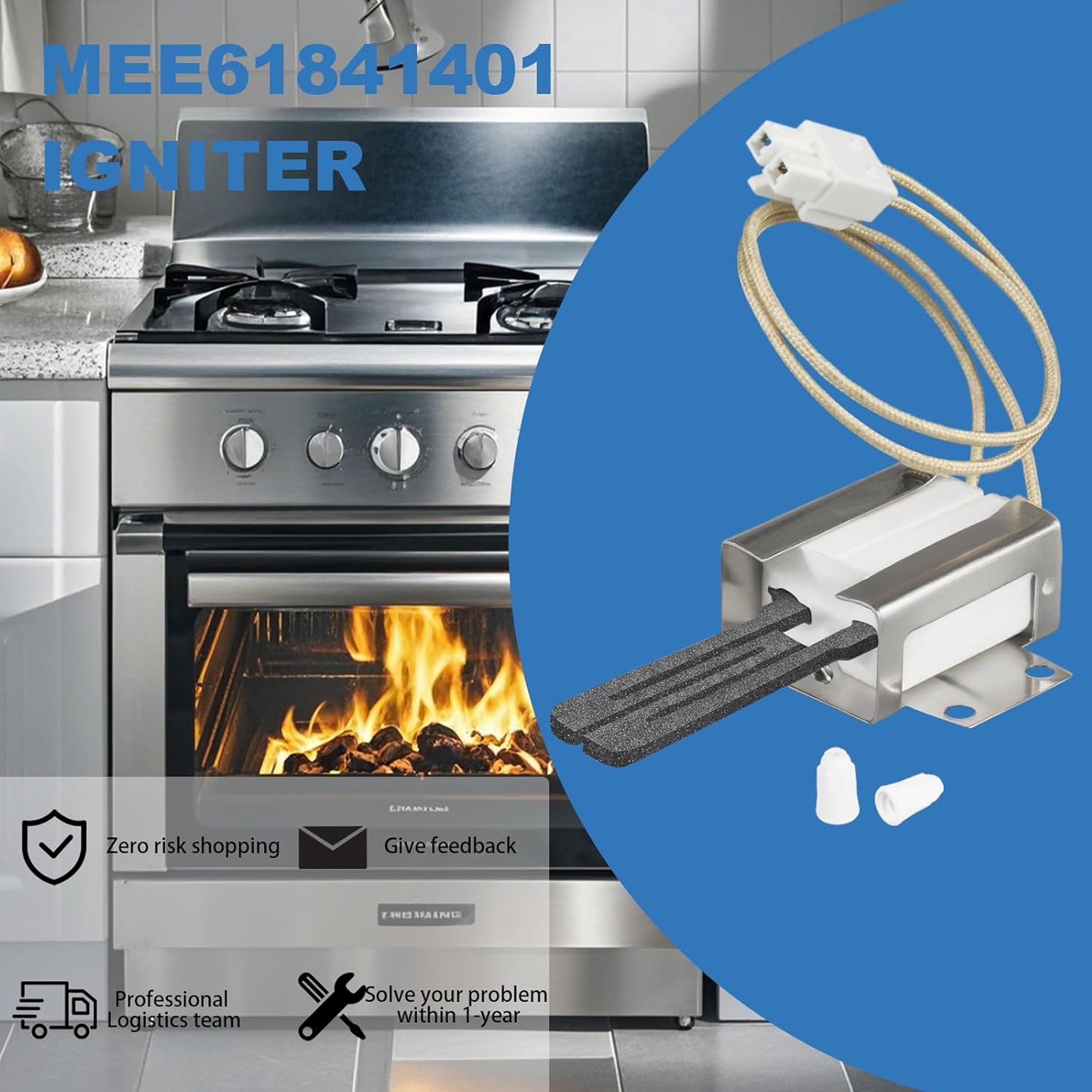 MEE61841401 Gas Range Oven Igniter Replacement for LG (LRG, LSS, LDG, LSG, LTG) Gas Ranges Igniter, Replace MEE61841403 MEE63084901